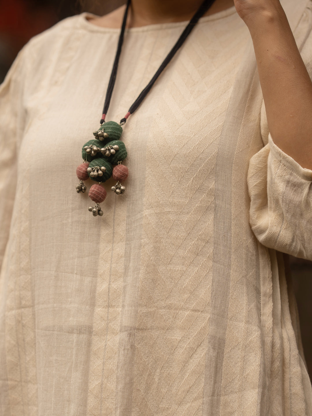 Deep Green Fabric Pendant