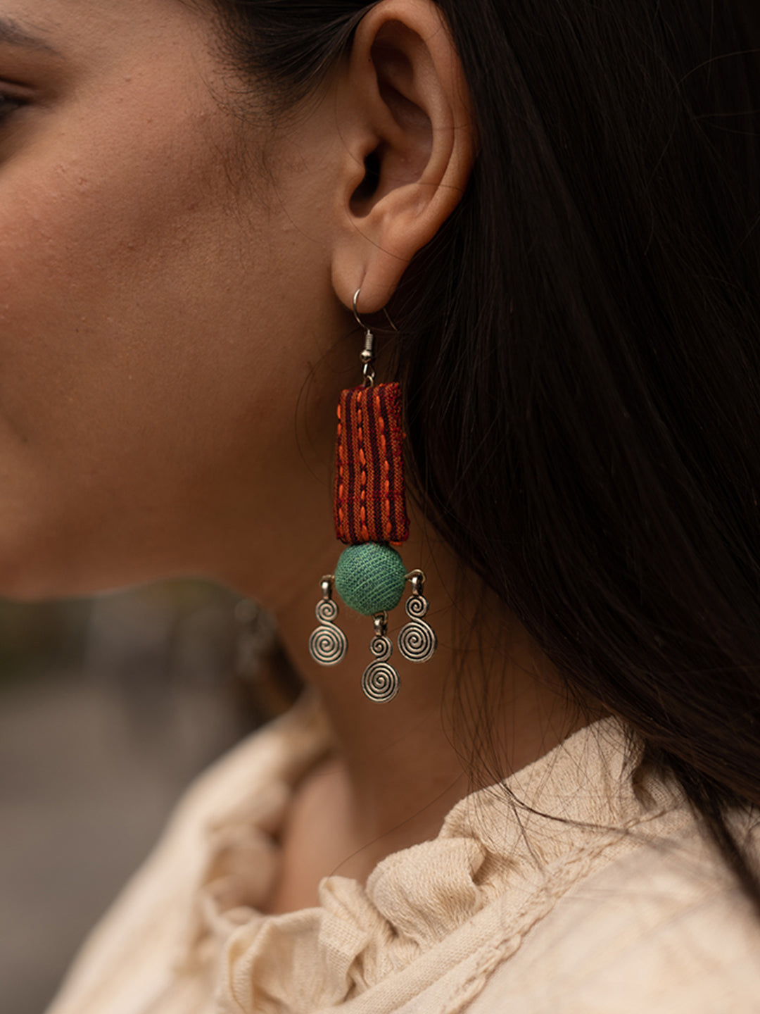 Maroon Fabric Earrings