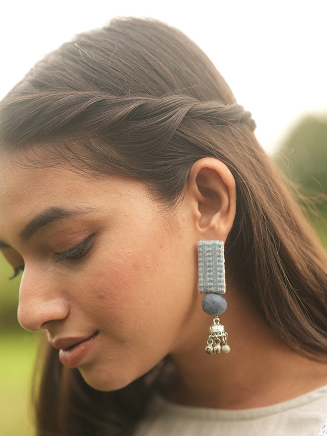 Off-White Blue Fabric Earrings