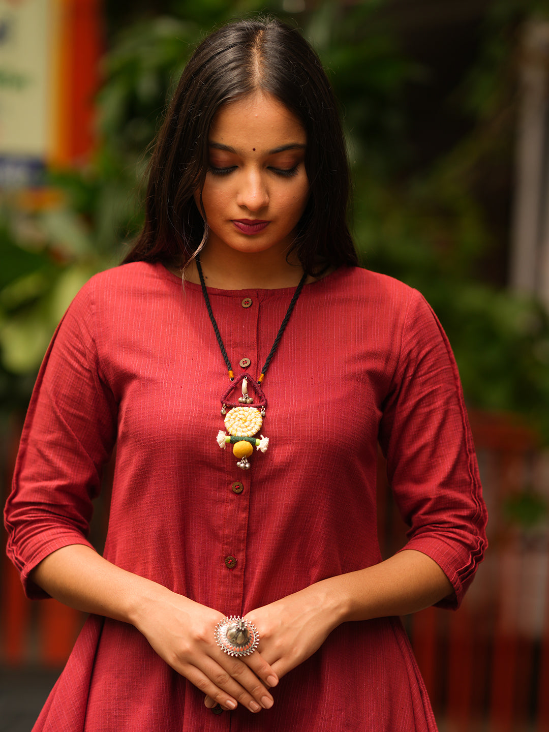 Multicolored Fabric Pendant