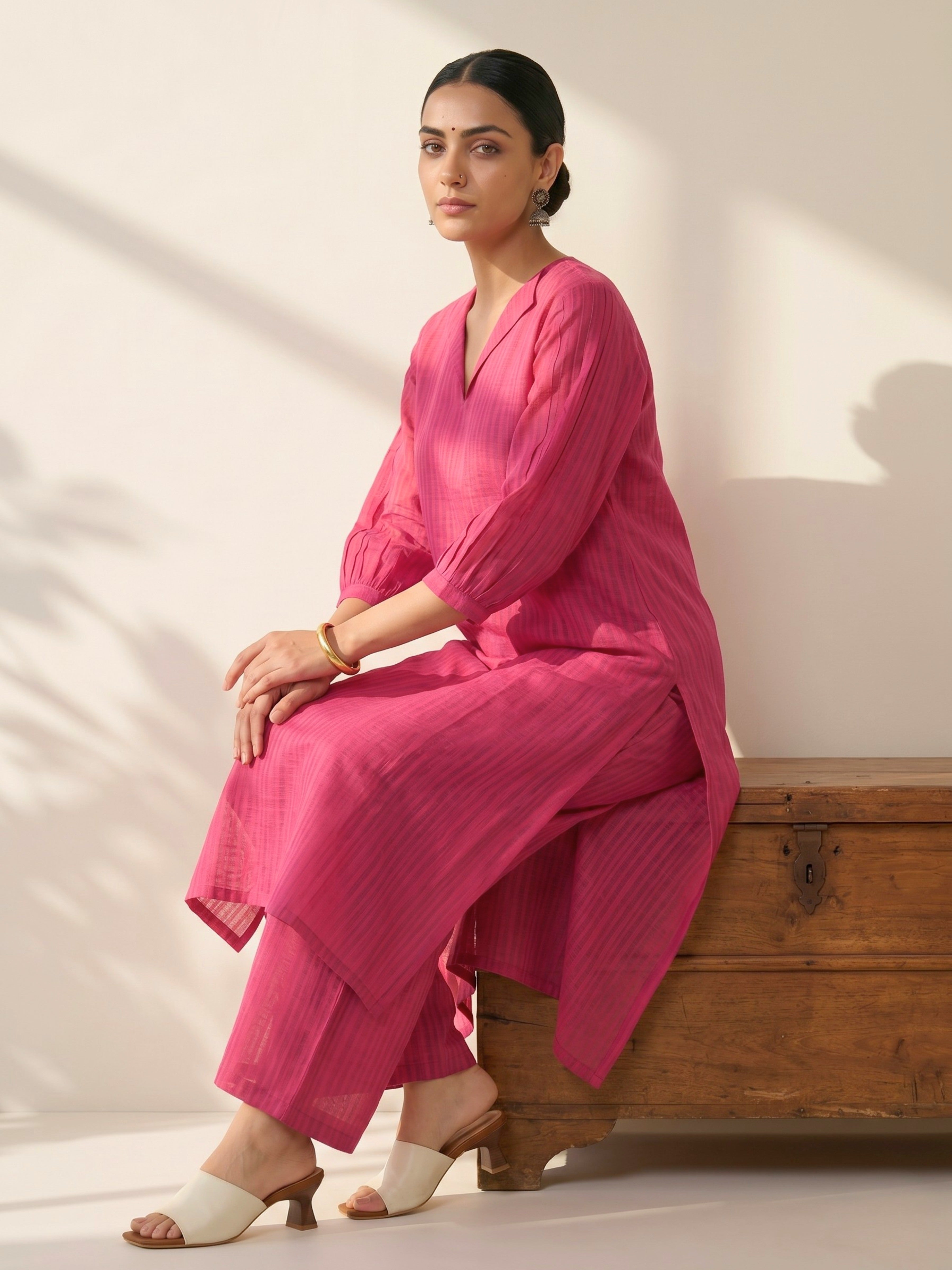 Pink Bloom Kurta Set