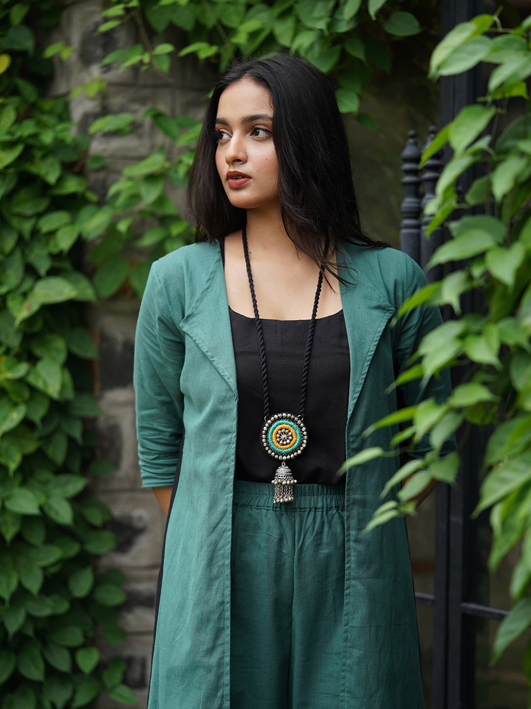 Green Mustard Fabric Pendant
