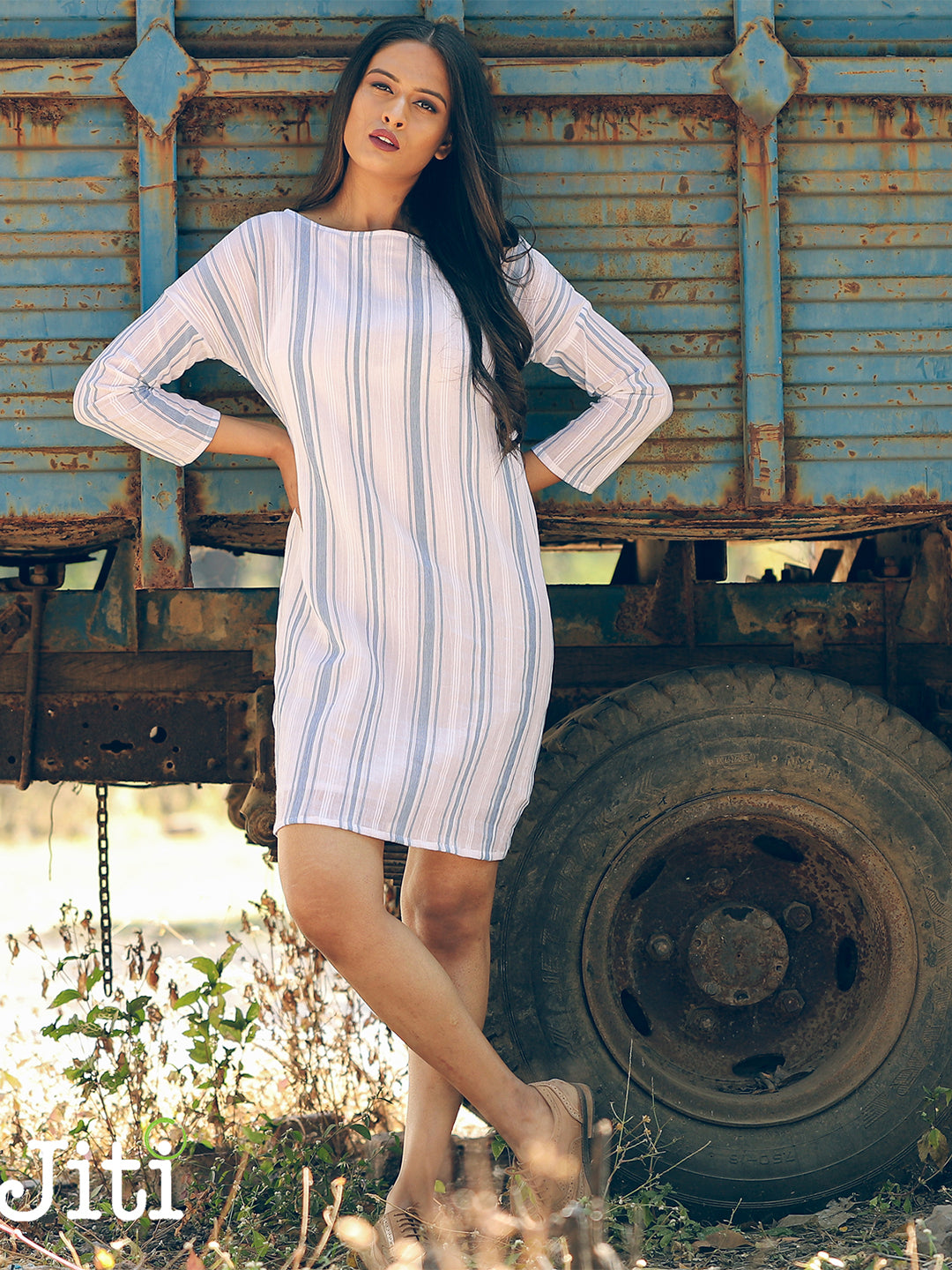 Blue - White Striped Dress