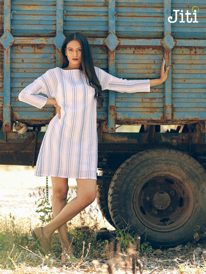 Blue - White Striped Dress