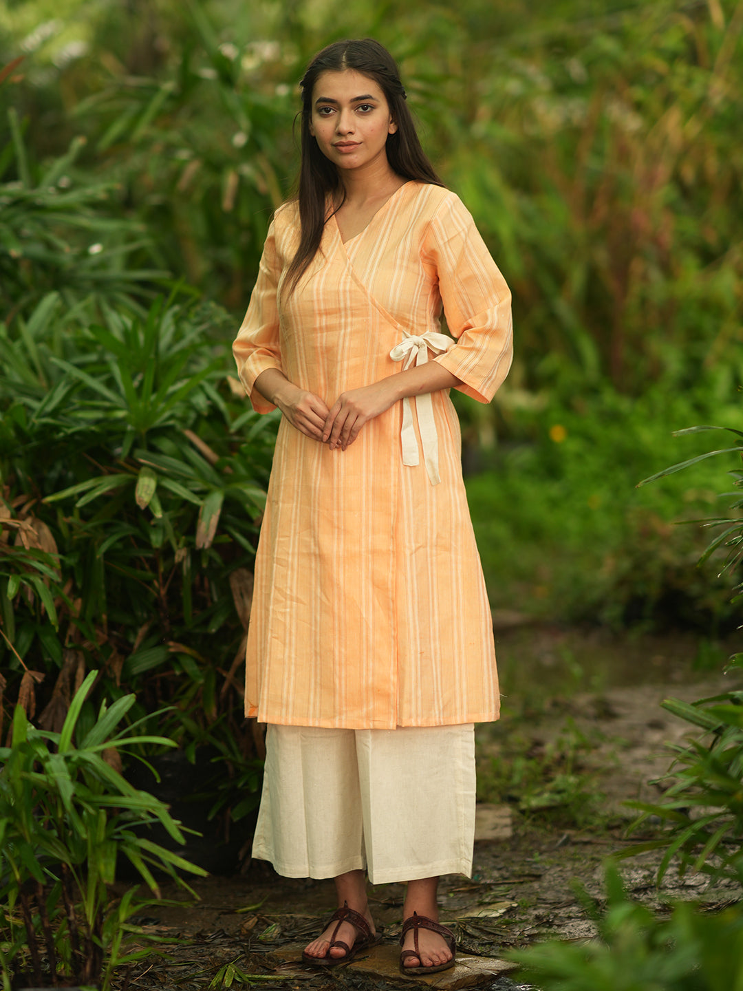 Orange Angrakha Kurta