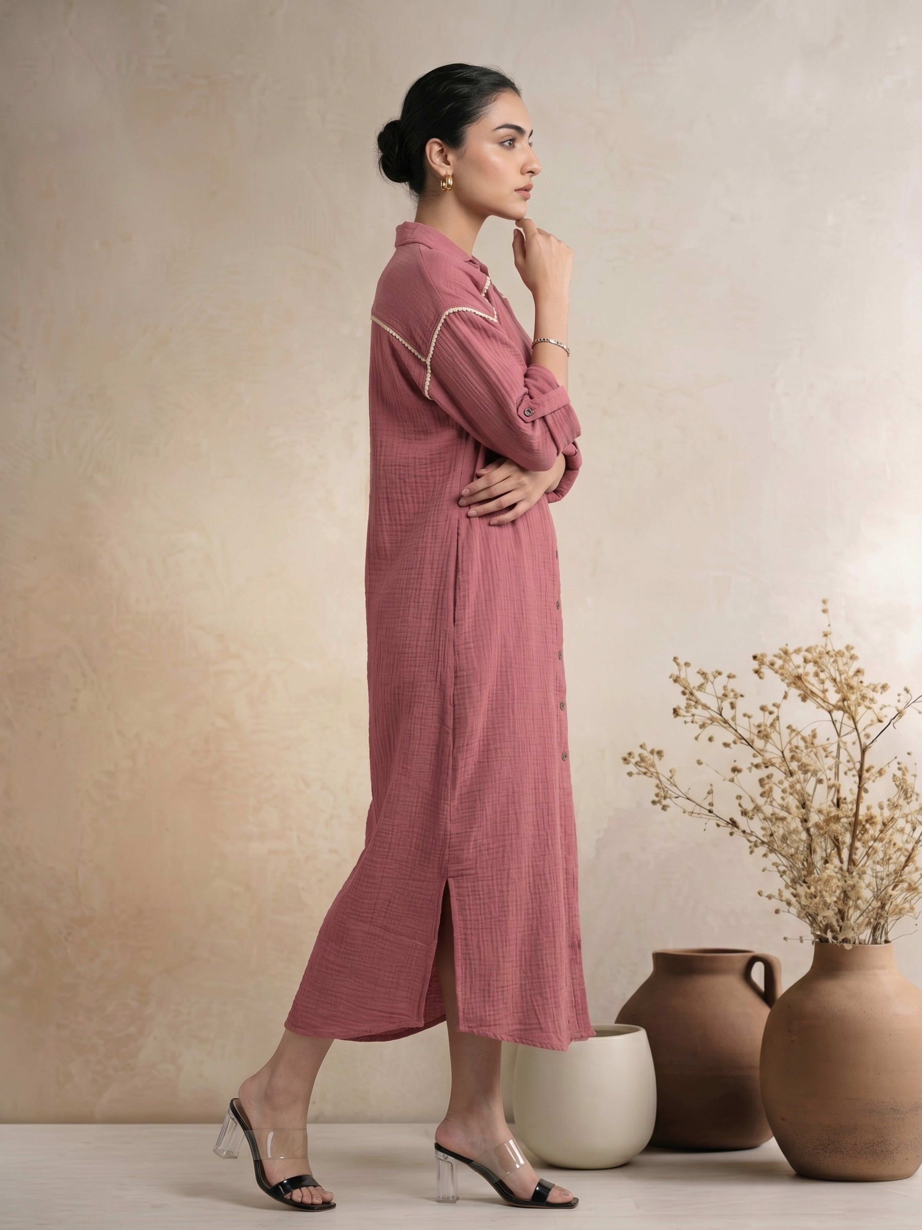 Smoky Blush Shirt Dress