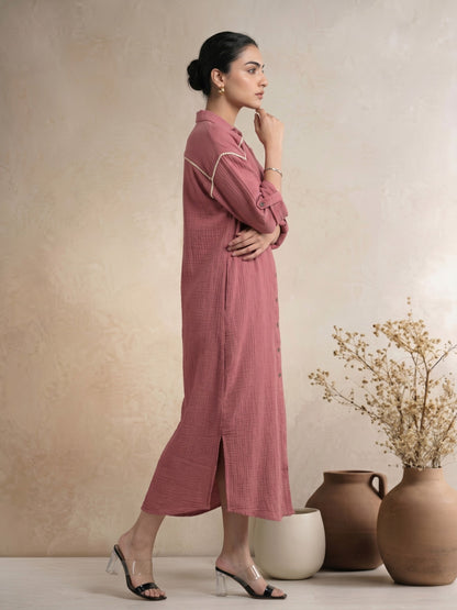 Smoky Blush Shirt Dress